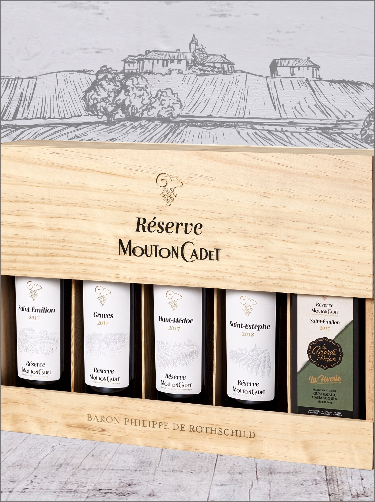 Coffret de 5 bouteilles de vin Réserve de Mouton-Cadet