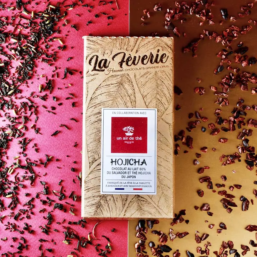 Tablette de chocolat au thé Hojicha 60%